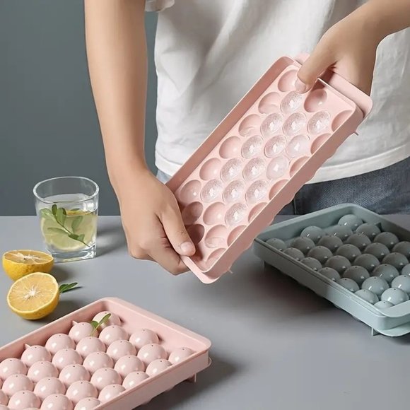 New Multi-Grid Round Ice Cube Pink Ice Ball Molds Tray - Picture 4 of 5